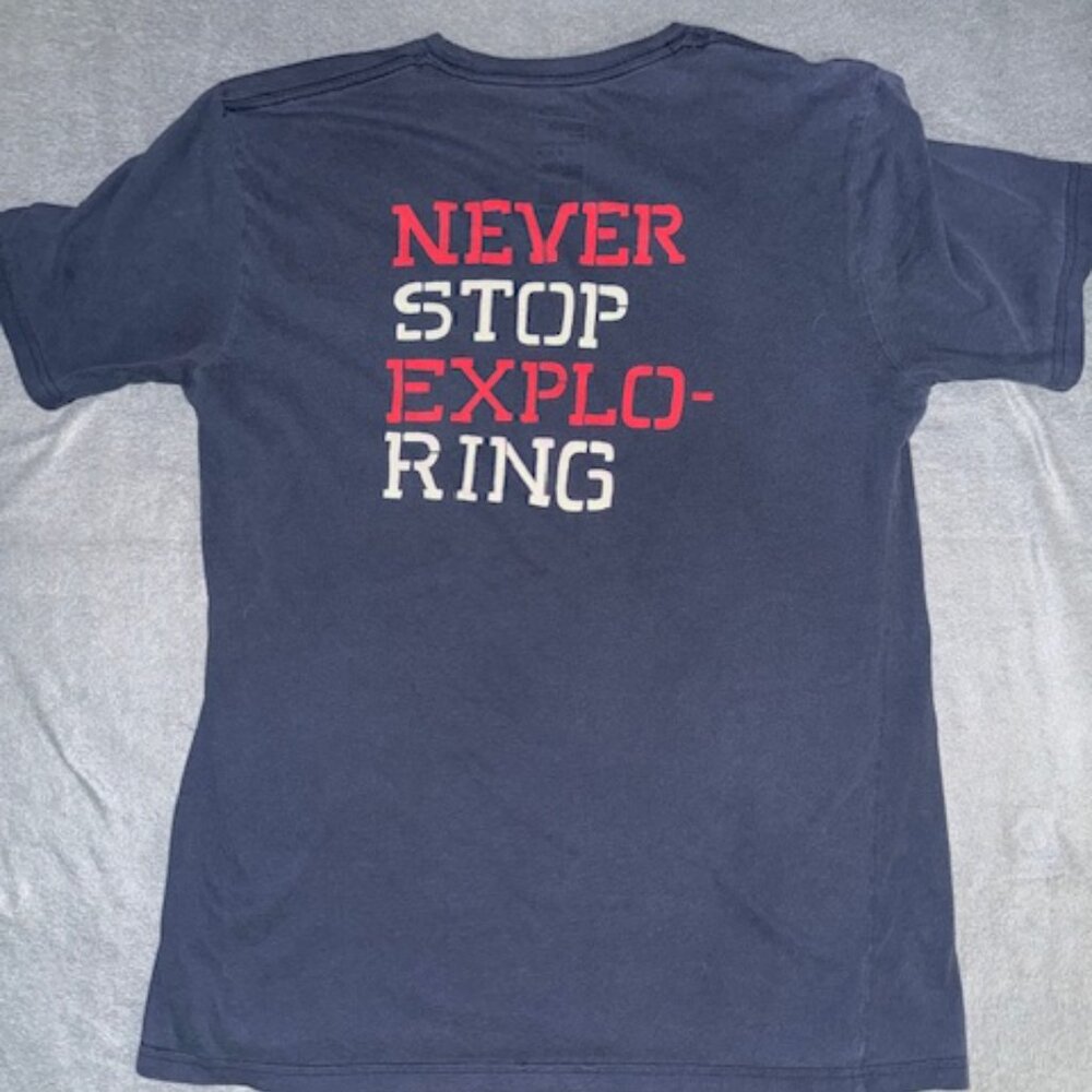 The North Face Men’s Graphic T‑Shirt Size M Blue Pocket Tee Never Stop Exploring